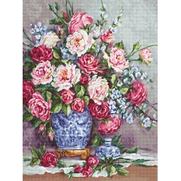 Set goblen de cusut, cu diagrama, Trandafiri pentru Regina, 30.5x23 cm