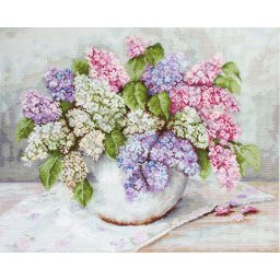 Set goblen de cusut, cu diagrama, Liliac, 28x22 cm