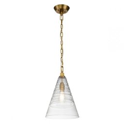 Pendul Elmore QN-ELMORE-P-BBS, 1x60W E27, H:min 59,4 cm - max 215,1 cm, D:29,5 cm, metal alamă, sticlă transparentă