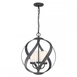 Lustră Blacksmith QN-BLACKSMITH-3P-OBK, 3x40W E14, IP44, H:min 56,4 cm - max 303,8 cm, D:40,7 cm, metal negru antichizat, sticla opal