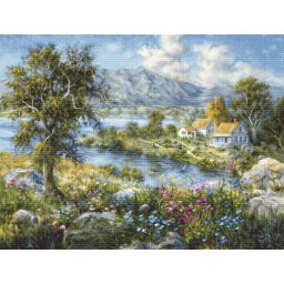 Set goblen de cusut, cu diagrama, Casuta fermecata, 38x29 cm
