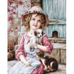 Set goblen de cusut, cu diagrama, Cei mai buni prieteni 22x27cm