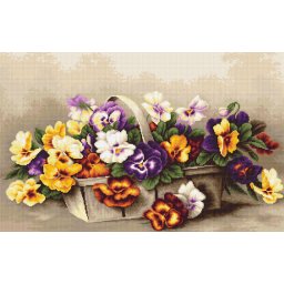 Set goblen de cusut, cu diagrama, Cos cu panselute 31x20 cm