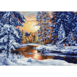 Set goblen de cusut, cu diagrama, Peisaj de iarna 36x26cm