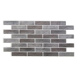 Panou decorativ, PVC, model caramida 3D, nuante cenusiu inchis, 96x48.5cm