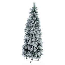 Brad slim artificial verde cu zapada Praga 70x210 cm