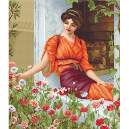 Set goblen de cusut, cu diagrama, Flori de vara, 25x28,5 cm