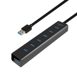 HUE-SA7BP, 7x USB3.0, Aluminiu, Charging Hub, include adaptor alimentare, Negru