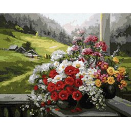Set pictura pe numere, cu sasiu, Peisaj alpin, 40x50 cm