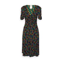 DIANE VON FURSTENBERG Rochie Dvf Koren Reversible Dress DVFDS3Q004FBCGC B2359 floral black/ cube geo caramel