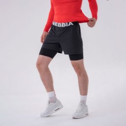 NEBBIA Pantaloni scurți pentru bărbați Double-Layer Black XXL