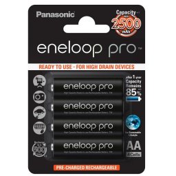 Set 4 acumulatori AA Eneloop Panasonic Ni-MH (R6) 2500mA PRO B4 BK-3HCDE/4CP