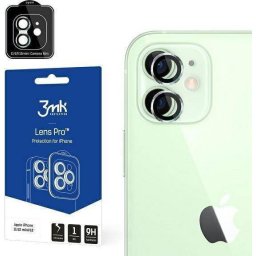 Protectie premium camera foto 3mk Lens Protection Pro pentru Apple iPhone 11 / 12 Mini / 12, Cadru aluminiu, Negru