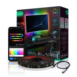 Banda LED TV RGBIC Nous F9, Smart, Wifi, alimentare USB, 2 m, LED 5050