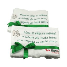 Set prosoape Nasi de botez, personalizate prin broderie cu mesaj - ILIF210022