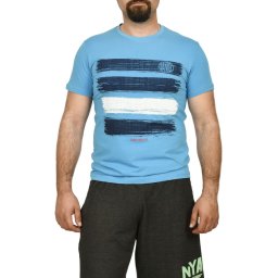 Tricou barbat cu imprimeu grafic, turcoaz (Marime tricou: XL)