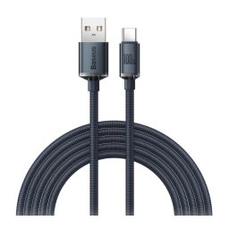 Crystal Shine, Fast Charging USB -Tip-C, 100W, 1.2 m, Negru