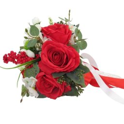 Buchet mireasa cu trandafiri rosii si eucalipt - PRIF210027