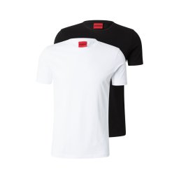 HUGO Tricou 'Round' negru / alb