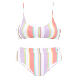 LASCANA Costum de baie două piese verde deschis / mov pastel / mov deschis / corai