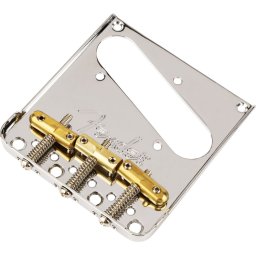 Fender 3-Saddle Top-Load String-Through Tele Bridge with Compensated Brass Bullet Saddles Chrome