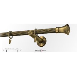 Galerie simpla picior universal striat PRINCE 19 mm - aur antic