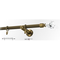 Galerie simpla picior universal striat CRISTAL 19 mm - aur antic