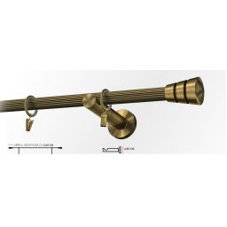 Galerie simpla picior universal striat CORSO 19 mm - aur antic