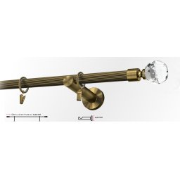 Galerie simpla picior universal striat KULA CRYSTAL 19 mm - aur antic