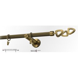 Galerie simpla picior universal striat LILLET 19 mm - aur antic