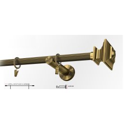 Galerie simpla picior universal striat VERDI 19 mm - aur antic