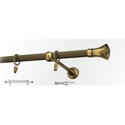 Galerie simpla striat PRINCE 19 mm - aur antic