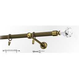 Galerie simpla striat CRISTAL 19 mm - aur antic