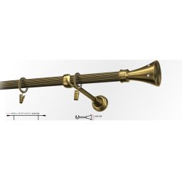 Galerie simpla striat CARTER 19 mm - aur antic