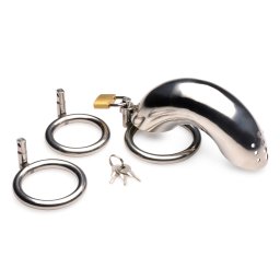 Master Series Locking Stainless Steel Chastity Cage with 3 Rings