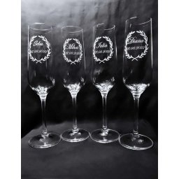 Set 4 pahare nunta, personalizate prin gravura, miri & nasi, din Cristal - KLTM210008