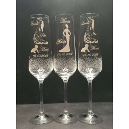 Set 3 pahare personalizate prin gravura, miri & moasa, din Cristal Bohemia - KLTM210005