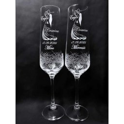 Set 2 pahare nunta, personalizate prin gravura, Mire & Mireasa, din Cristal Bohemia - KLTM210002