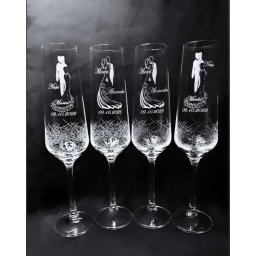 Set 4 pahare nunta, personalizate prin gravura, miri & nasi, din Cristal Bohemia - KLTM210001