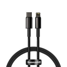 Tungsten Gold, Fast Charging Data Cable pt. smartphone, USB la Lightning Iphone 20W, braided, 2m, rezistent zgarieturi, negru