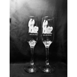 Set 2 pahare nunta, personalizate prin gravura, pentru Miri, din Sticla - KLTM210030