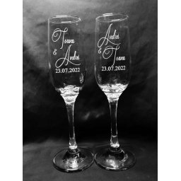 Set 2 pahare nunta, personalizate prin gravura, pentru Miri, din Sticla - KLTM210028
