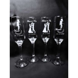 Set 4 pahare nunta, personalizate prin gravura, Miri & Nasi, din Sticla - KLTM210023