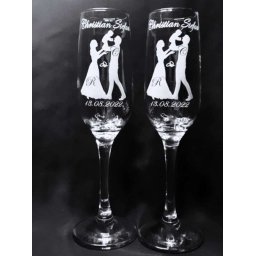 Set 2 pahare nunta-botez, personalizate prin gravura, din Sticla - KLTM210022