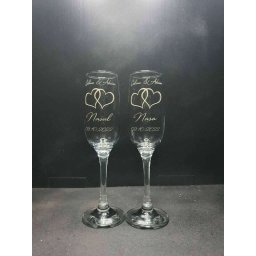 Set 2 pahare nunta, personalizate prin gravura, pentru Nasi, din Sticla - KLTM210016