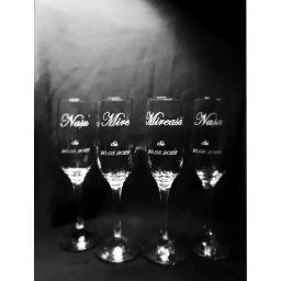 Set 4 pahare nunta, personalizate prin gravura, Miri & Nasi, din Sticla - KLTM210013