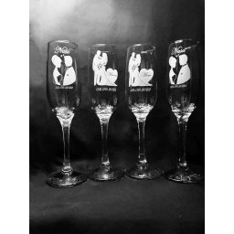 Set 4 pahare nunta, personalizate prin gravura, Miri & Nasi, din Sticla - KLTM210011