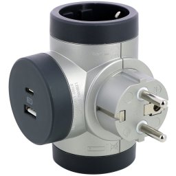 Adaptor priza iesiri laterale Premium rotativ 2x 2P+T 16A si USB A+C aluminiu Legrand 694524
