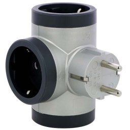 Priza tripla iesiri laterale standard 2P+T 16A cul.aluminiu-gri inchis Legrand 694523