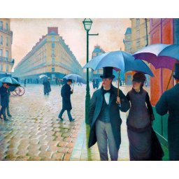 Set pictura pe numere, cu sasiu, Strada din Paris in timp de ploaie - Gustave Caillebotte, 40x50 cm